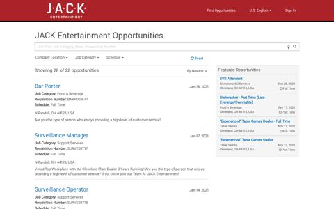 JACK Entertainment Opportunities - My Job Search