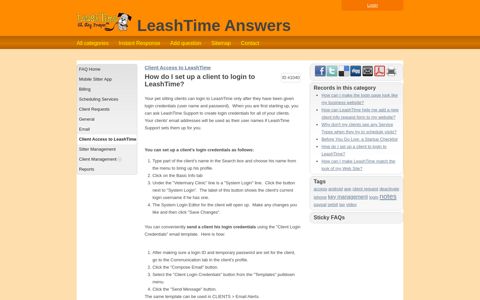 LeashTime Answers - How do I set up a client to login to ...