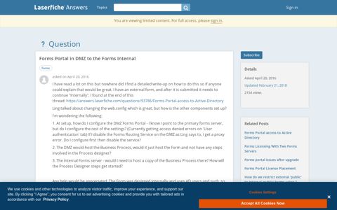 Forms Portal in DMZ to the Forms Internal - Laserfiche Answers