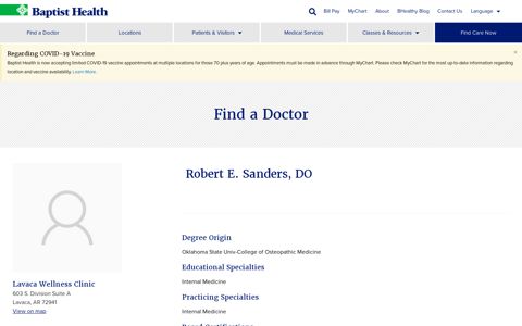 Robert E. Sanders, DO | Baptist Health