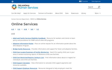 Online Services - Oklahoma Department of Human Services
