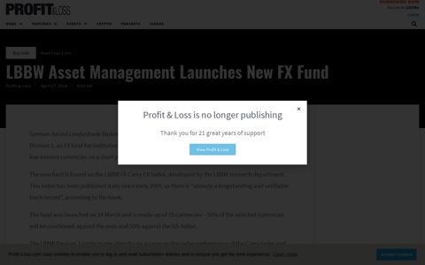 LBBW Asset Management Launches New FX Fund - Profit and ...