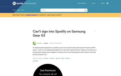 Can't sign into Spotify on Samsung Gear S3 - The Spotify ...