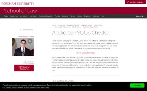 Application Status Checker | Fordham