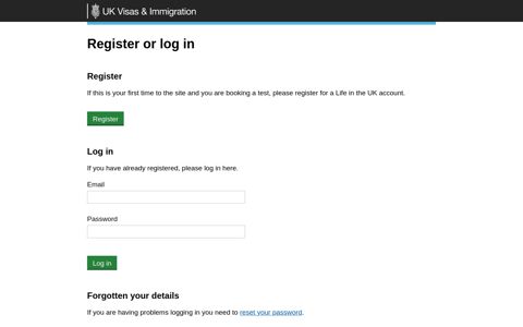 register or log in - Life in the UK