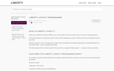 Liberty Loyalty Programme – Liberty
