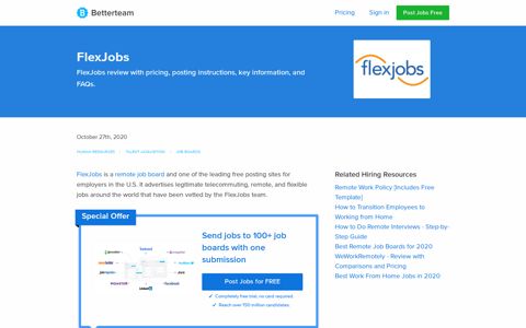 FlexJobs — Pricing, Comparisons, How to Post - Betterteam