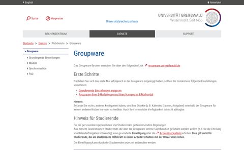 Groupware - Rechenzentrum - Universität Greifswald