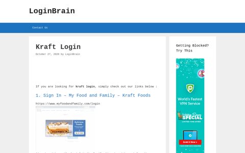 Kraft - Sign In - My Food And Family - Kraft Foods - LoginBrain