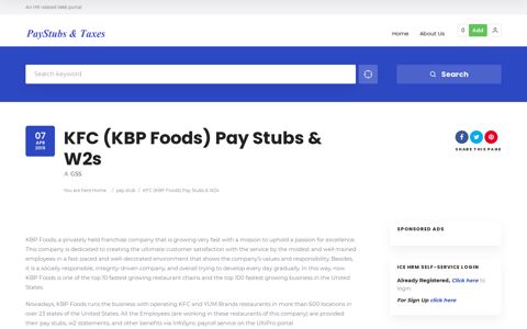 KFC (KBP Foods) Pay Stubs & W2s | Paystubs & Taxes