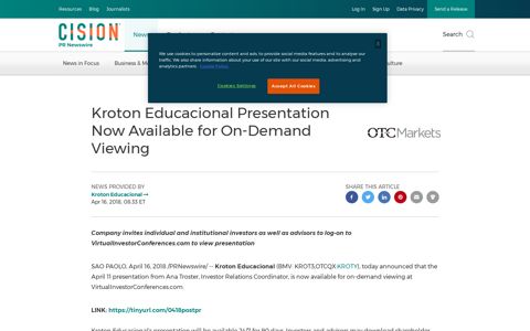 Kroton Educacional Presentation Now Available for On ...