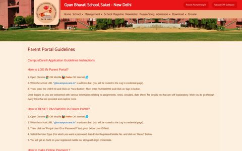 Parent Portal (Help?) - Gyan Bharati School, Saket, New Delhi