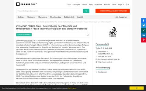 Zeitschrift "GRUR-Prax - Gewerblicher Rechtsschutz und ...