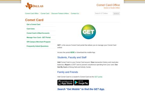 Get - Comet Card - Comet Card Office - UT Dallas