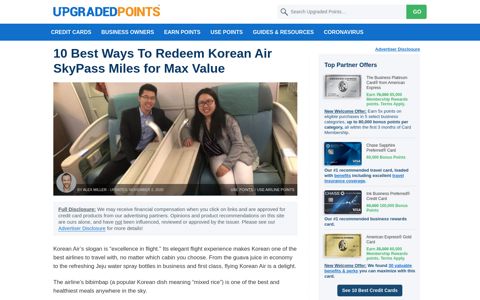 10 Best Ways to Redeem Korean Air SkyPass Miles [2020]