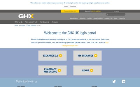 the GHX UK login portal