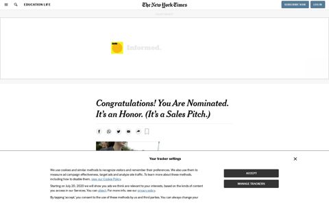 Congratulations! You Are Nominated. It's an Honor. (It's a ...