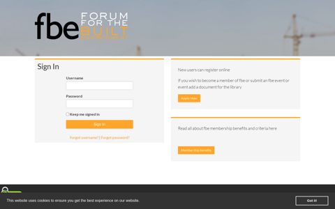 Sign In - fbe Member's Area - Forum for the Built Environment