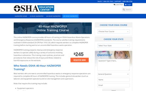 OSHA 40-Hour HAZWOPER Training Online