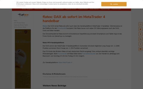 flatex: DAX ab sofort im MetaTrader 4 handelbar