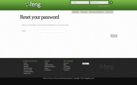 Reset my password - Feng Office