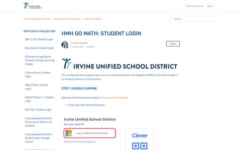 HMH Go Math: Student Login – Irvine Unified School District
