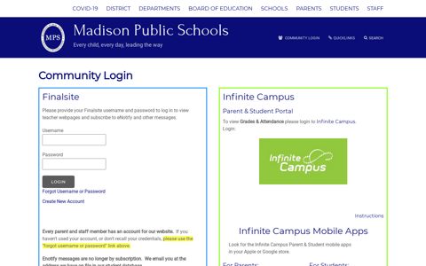 Community Login - Madison Public Schools