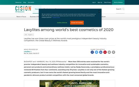 Lavylites among world's best cosmetics of 2020 - PR Newswire