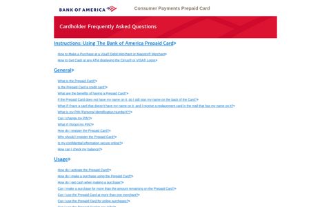 Consumer Payments Prepaid Card - FAQ - are set for each