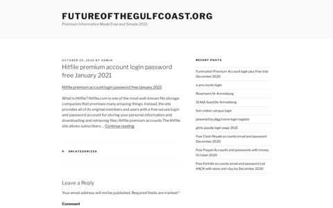 Hitfile premium account login password free December 2020 ...