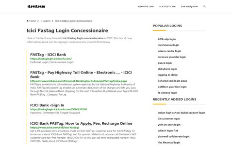 Icici Fastag Login Concessionaire ❤️ One Click Access