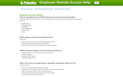 Employee Remote Access Help - Fidelity Investments