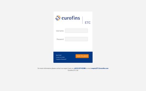 Eurofins ETC Online - LOGIN