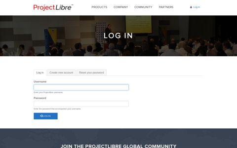 Log in | Projectlibre