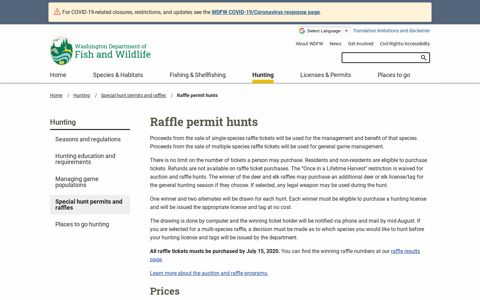 Raffle permit hunts | Washington Department of Fish & Wildlife
