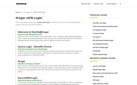 Kroger 401k Login ❤️ One Click Access - iLoveLogin