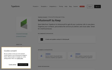 Infusionsoft by Keap apps & integrations | Typeform Connect