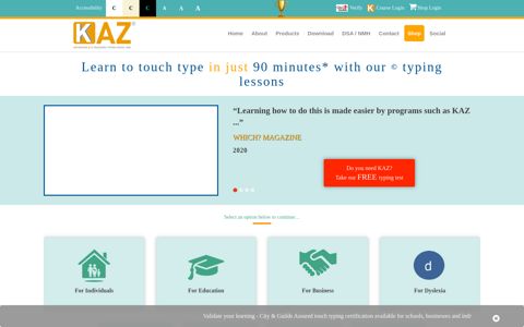 KAZ: Free typing test - Touch typing training - Learn to type