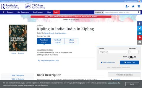 Kipling in India: India in Kipling - 1st Edition - Harish Trivedi - J