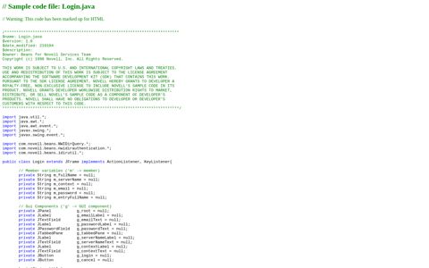 Sample Code for Login.java