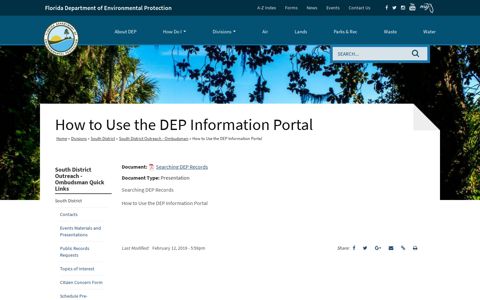 How to Use the DEP Information Portal | Florida Department of ...