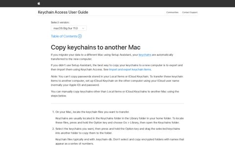 Copy keychains to another Mac - Apple Support