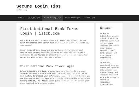 First National Bank Texas Login | 1stcb.com - Secure Login Tips
