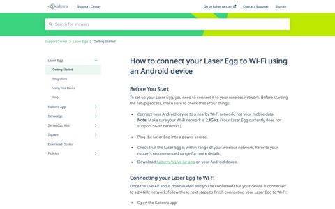 How to connect your Laser Egg to Wi-Fi using an Android device