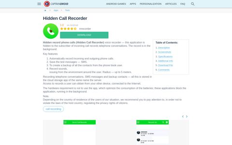 Hidden Call Recorder download latest APK 1.0 for Android