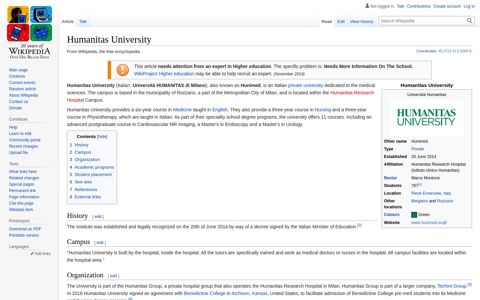 Humanitas University - Wikipedia