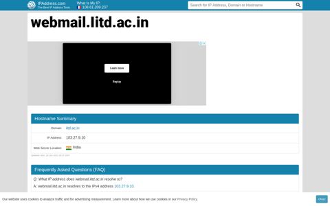 ▷ webmail.Iitd.ac.in : IIT Delhi - Login - IPAddress.com
