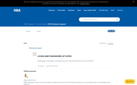Login and password at ovpn - HMA Support - HideMyAss