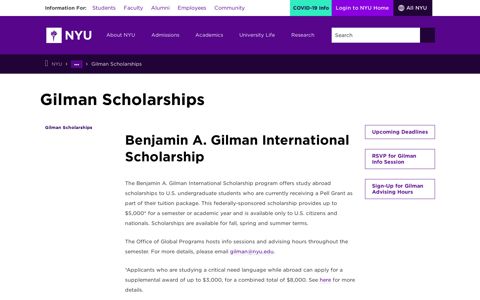 Gilman Scholarships - NYU