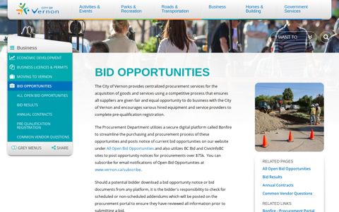 Bid Opportunities - The City of Vernon